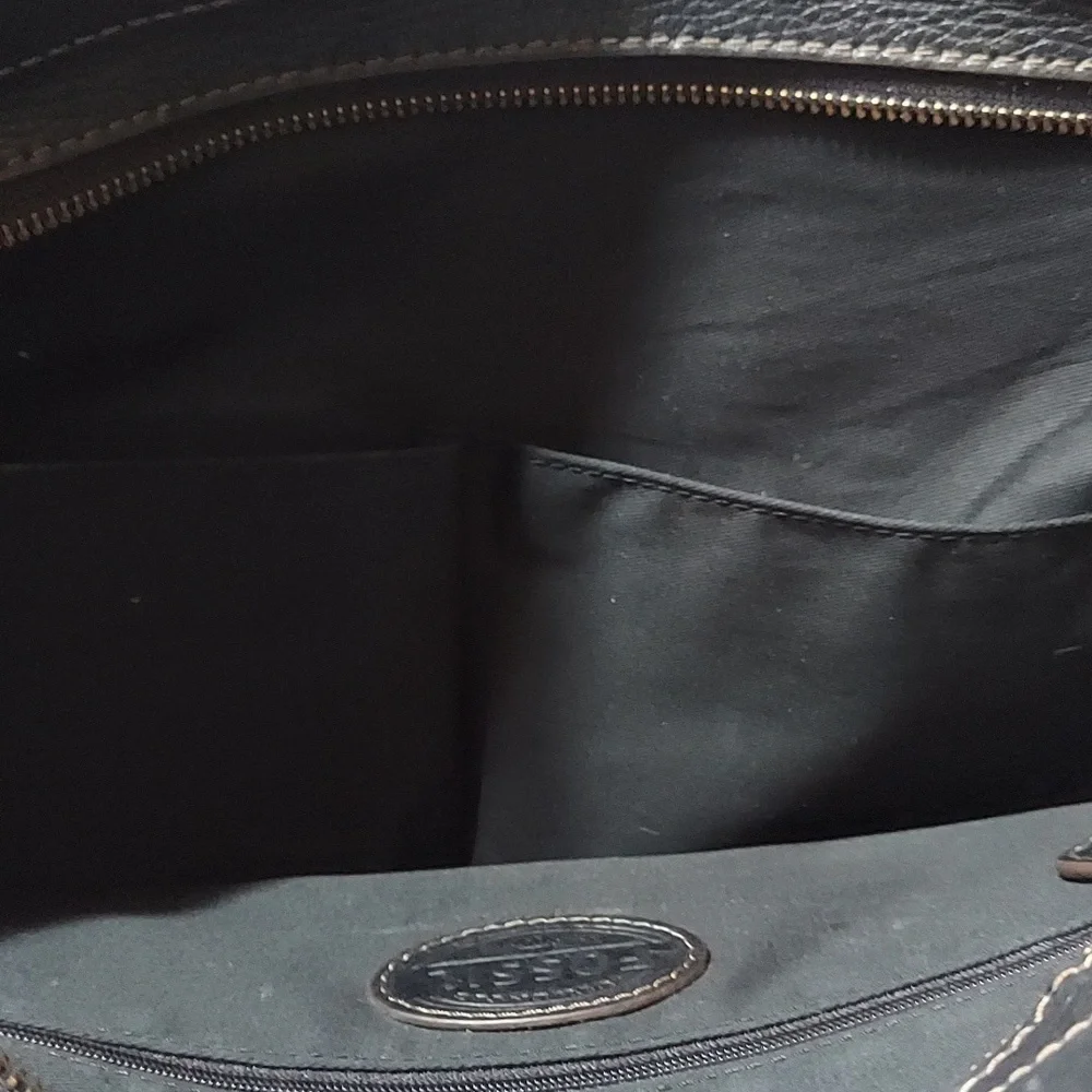 Y2K FOSSIL PEBBLE LEATHER MESSENGER EXECUTIVE BAG BLACK ISSUE NO. 1954 - EUC!